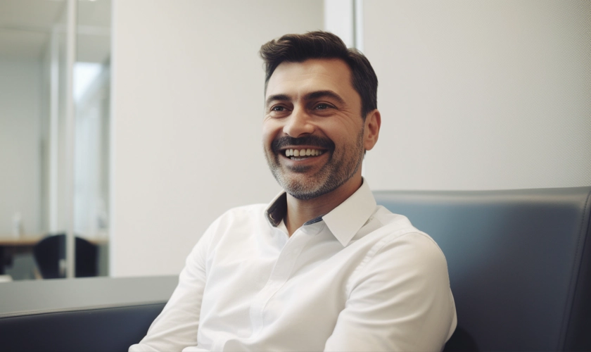 Smiling patient in the office.